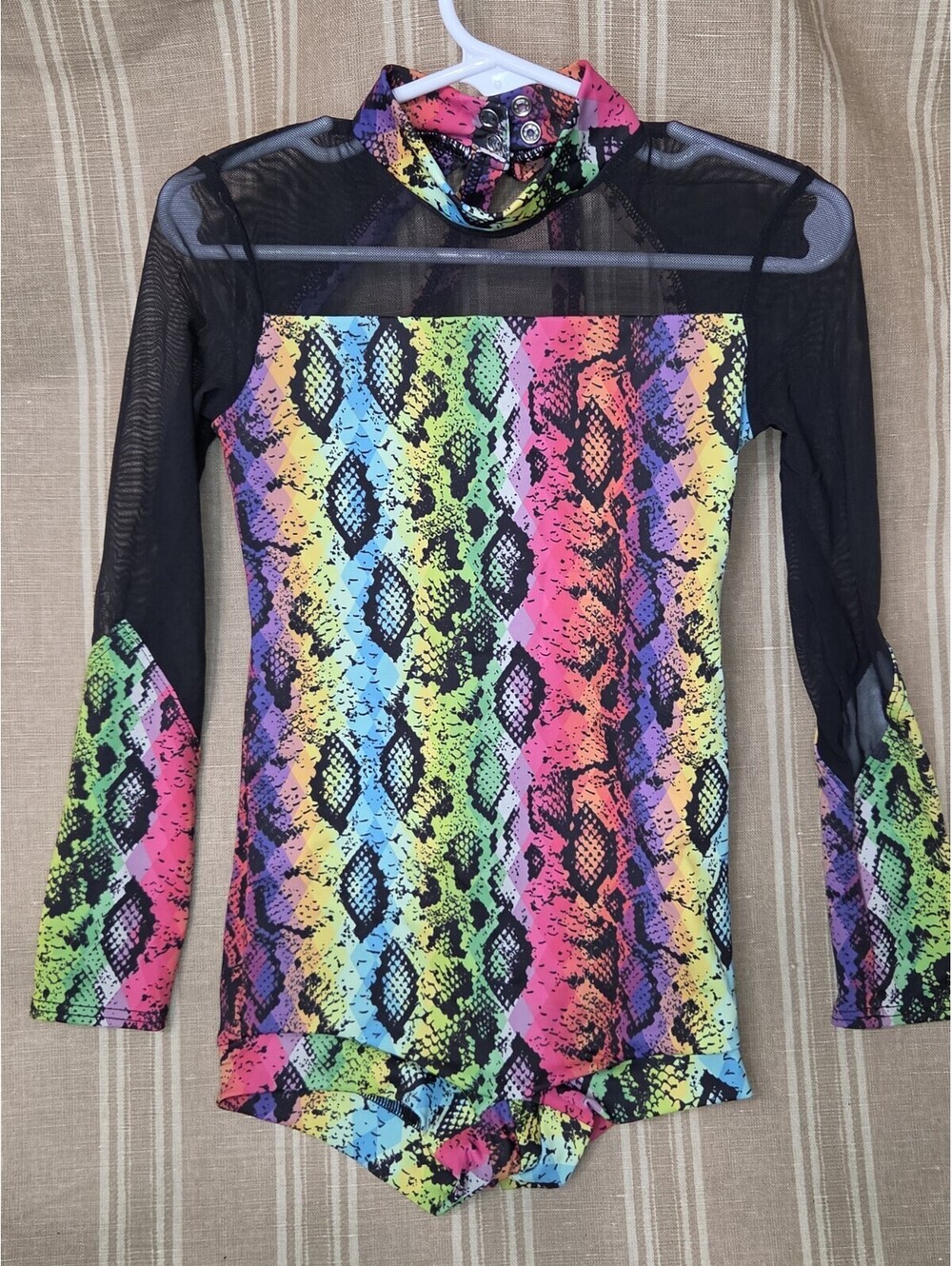 Weissman Rainbow Snake Print Long Sleeve Dance Leotard Child's S